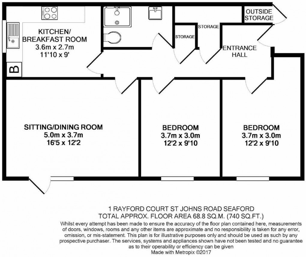 Floorplan for Rayford Court, St. Johns Road, Seaford