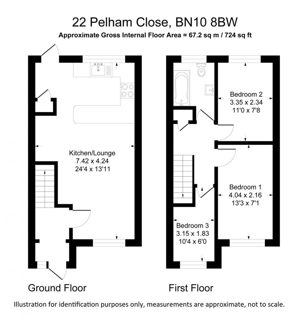 Floorplan for Pelham Close, Peacehaven