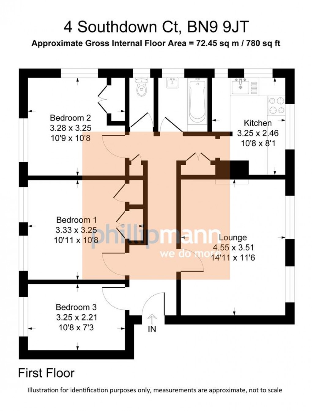 Floorplan for Southdown Court,Southdown Road Newhaven East Sussex