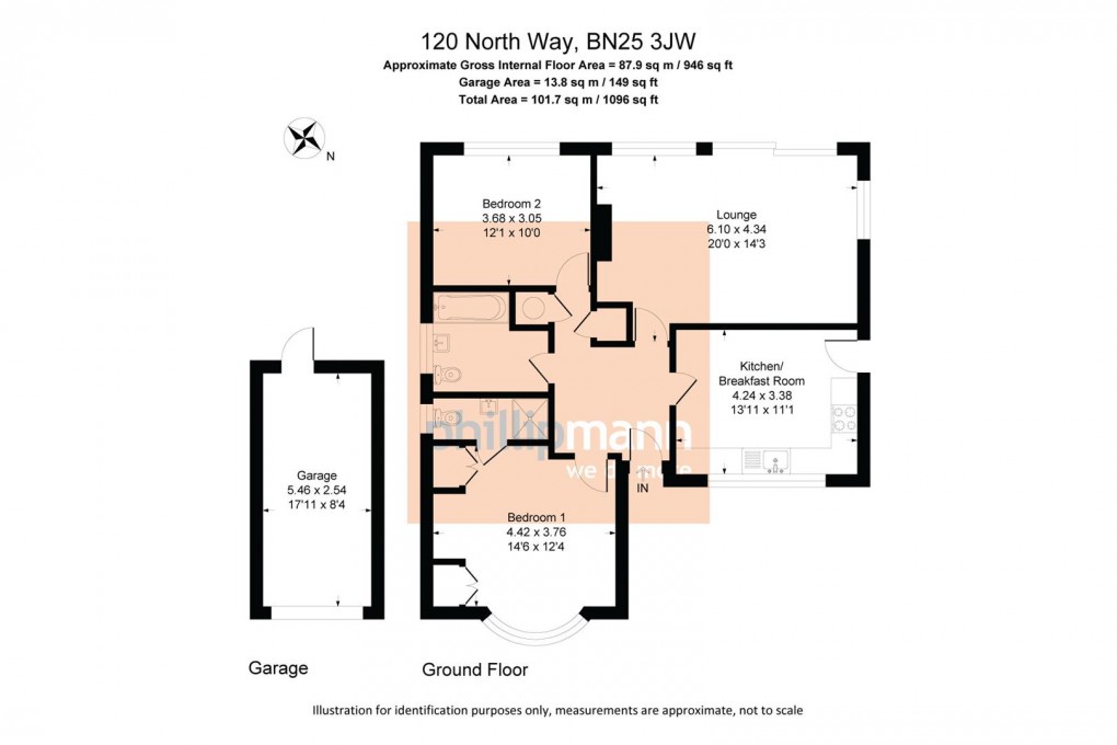 Floorplan for North Way, Seaford