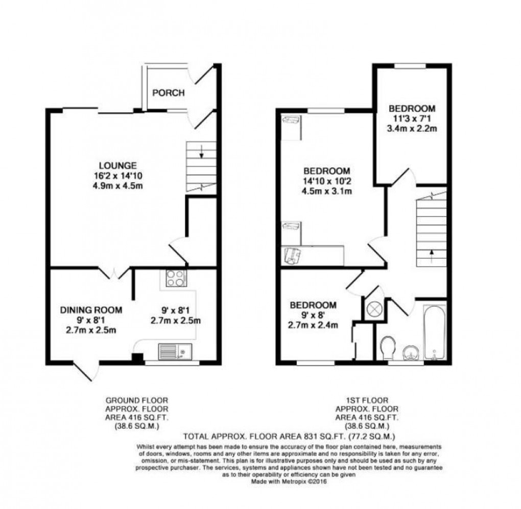 Floorplan for 47 Cradle Cottages, Cradle Hill Road, Seaford, East Sussex