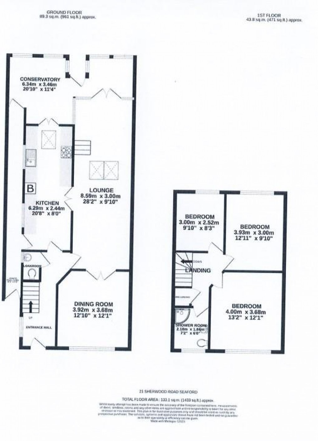 Floorplan for Sherwood Road, Seaford